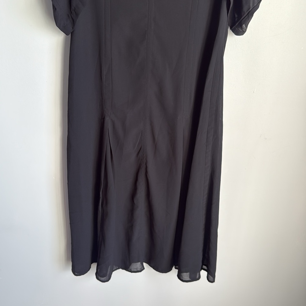 Anthropologie Black Midi Dress with Puff Sleeves - Picture 6 of 14